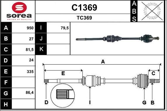 SNRA C1369 - Приводной вал autospares.lv