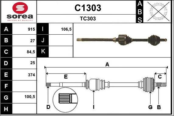 SNRA C1303 - Приводной вал autospares.lv