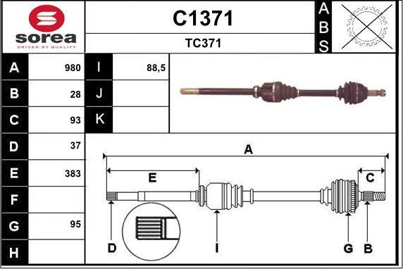 SNRA C1371 - Приводной вал autospares.lv