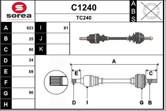 SNRA C1240 - Приводной вал autospares.lv