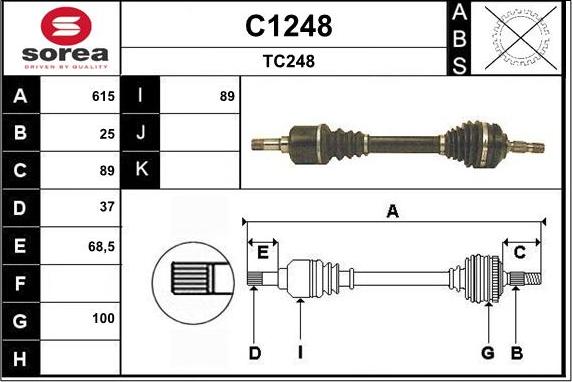 SNRA C1248 - Приводной вал autospares.lv