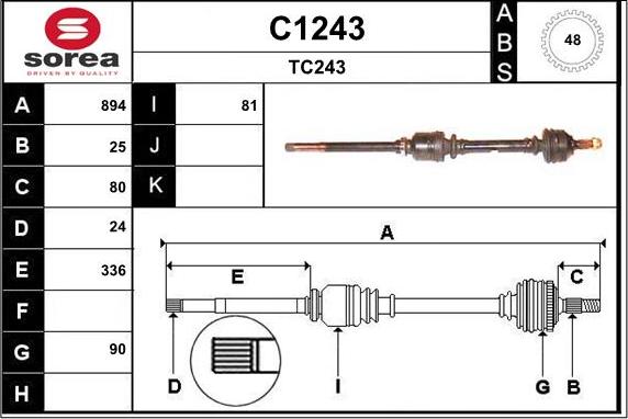 SNRA C1243 - Приводной вал autospares.lv