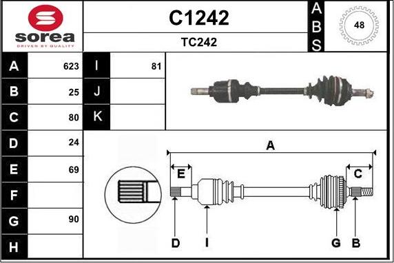 SNRA C1242 - Приводной вал autospares.lv