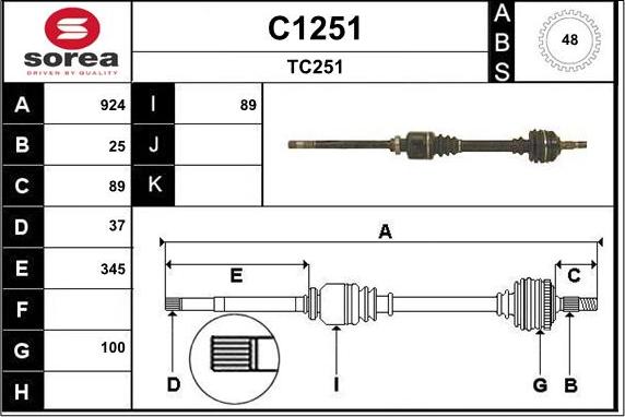 SNRA C1251 - Приводной вал autospares.lv