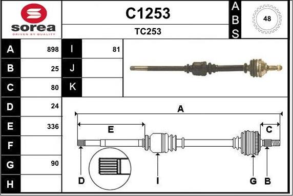 SNRA C1253 - Приводной вал autospares.lv