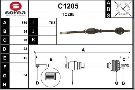 SNRA C1205 - Приводной вал autospares.lv