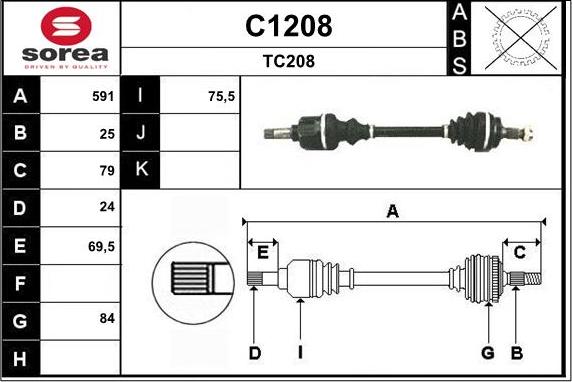 SNRA C1208 - Приводной вал autospares.lv