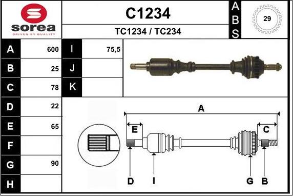 SNRA C1234 - Приводной вал autospares.lv