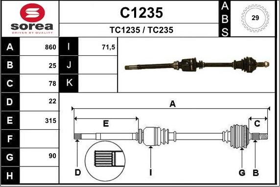 SNRA C1235 - Приводной вал autospares.lv