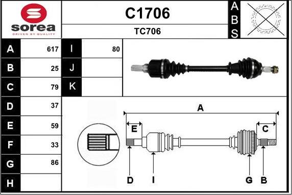 SNRA C1706 - Приводной вал autospares.lv