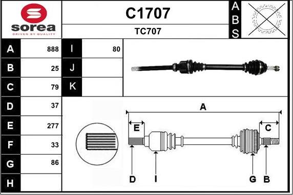 SNRA C1707 - Приводной вал autospares.lv