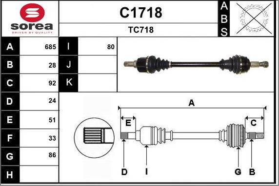 SNRA C1718 - Приводной вал autospares.lv