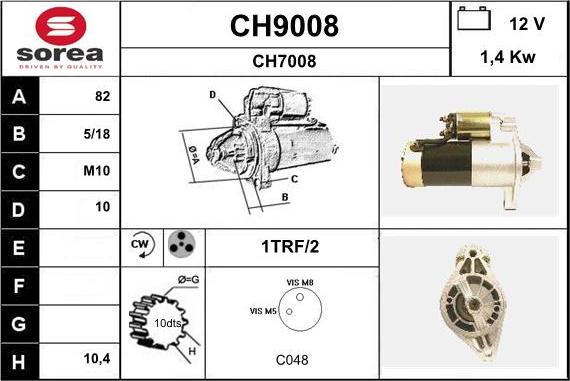 SNRA CH9008 - Стартер autospares.lv