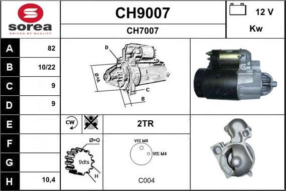 SNRA CH9007 - Стартер autospares.lv