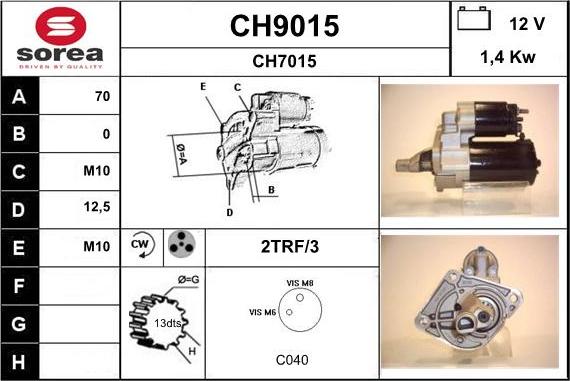 SNRA CH9015 - Стартер autospares.lv