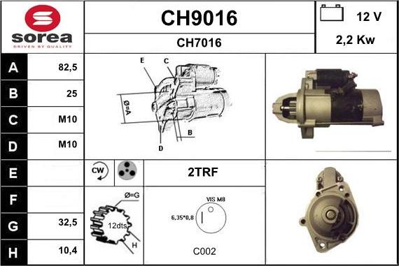 SNRA CH9016 - Стартер autospares.lv