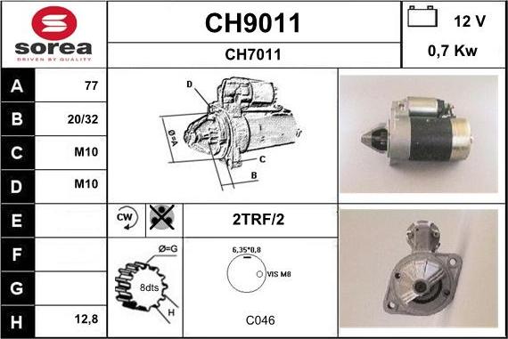 SNRA CH9011 - Стартер autospares.lv