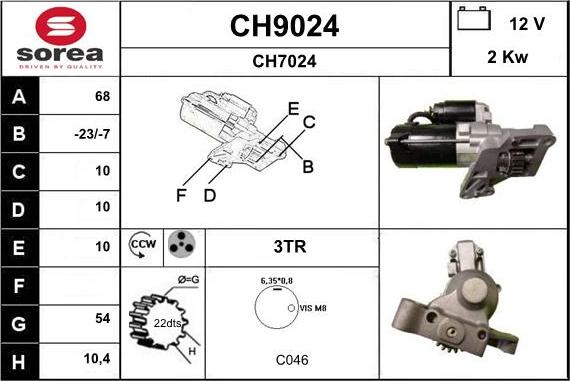 SNRA CH9024 - Стартер autospares.lv