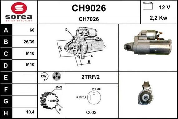 SNRA CH9026 - Стартер autospares.lv