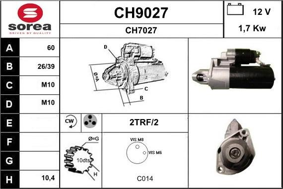 SNRA CH9027 - Стартер autospares.lv