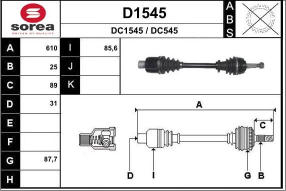 SNRA D1545 - Приводной вал autospares.lv