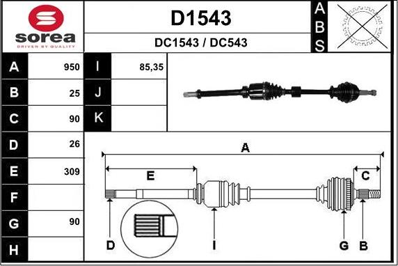 SNRA D1543 - Приводной вал autospares.lv