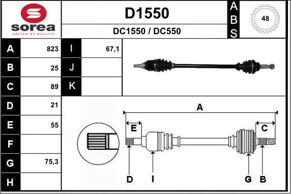 SNRA D1550 - Приводной вал autospares.lv