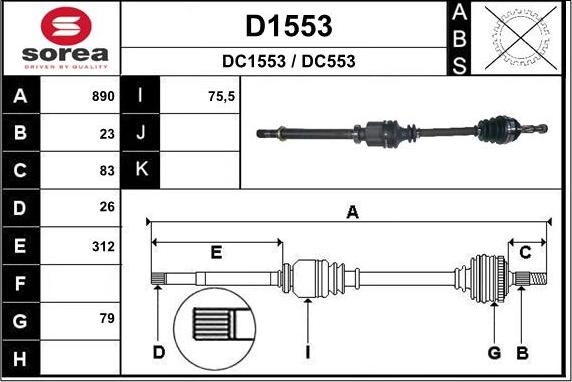 SNRA D1553 - Приводной вал autospares.lv