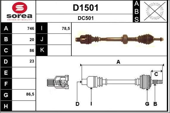 SNRA D1501 - Приводной вал autospares.lv