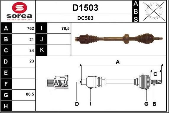 SNRA D1503 - Приводной вал autospares.lv