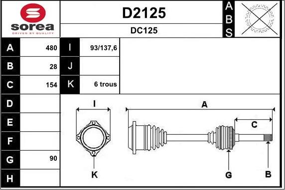 SNRA D2125 - Приводной вал autospares.lv