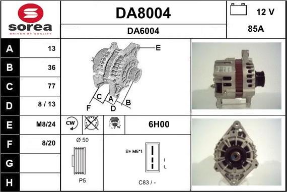 SNRA DA8004 - Генератор autospares.lv