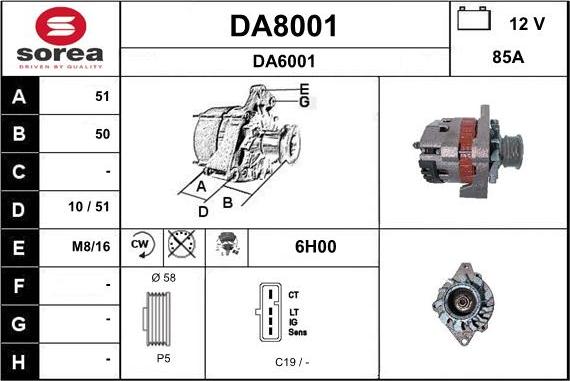 SNRA DA8001 - Генератор autospares.lv