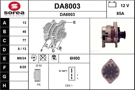 SNRA DA8003 - Генератор autospares.lv