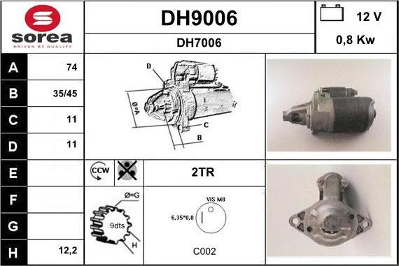 SNRA DH9006 - Стартер autospares.lv