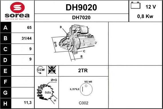 SNRA DH9020 - Стартер autospares.lv