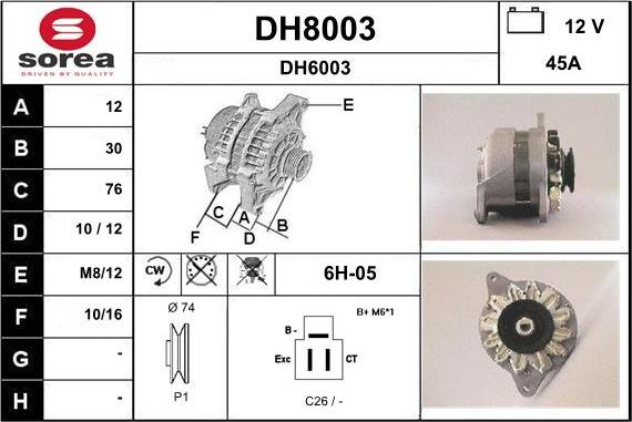 SNRA DH8003 - Генератор autospares.lv
