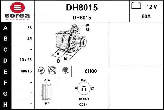 SNRA DH8015 - Генератор autospares.lv