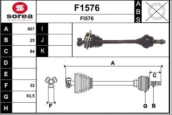 SNRA F1576 - Приводной вал autospares.lv