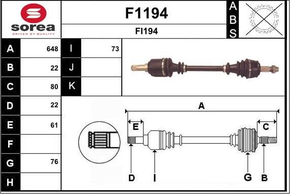 SNRA F1194 - Приводной вал autospares.lv