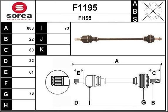 SNRA F1195 - Приводной вал autospares.lv