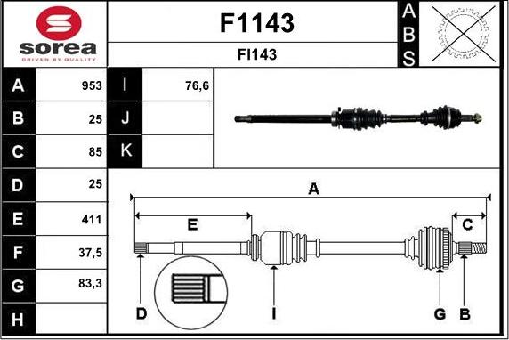 SNRA F1143 - Приводной вал autospares.lv