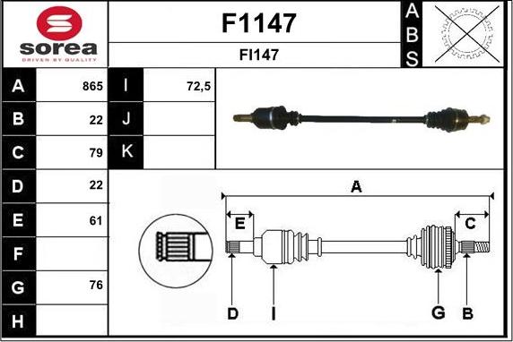 SNRA F1147 - Приводной вал autospares.lv