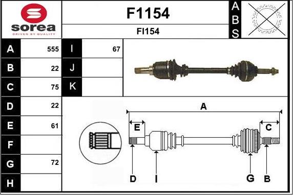 SNRA F1154 - Приводной вал autospares.lv