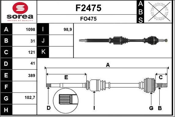 SNRA F2475 - Приводной вал autospares.lv