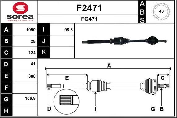 SNRA F2471 - Приводной вал autospares.lv