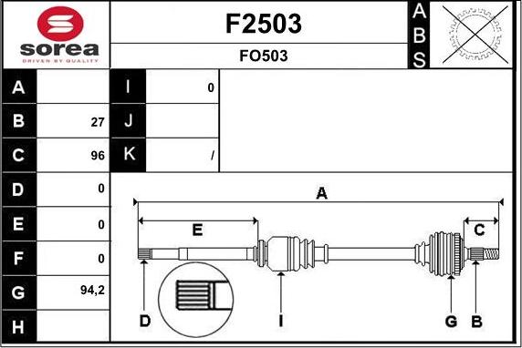 SNRA F2503 - Приводной вал autospares.lv