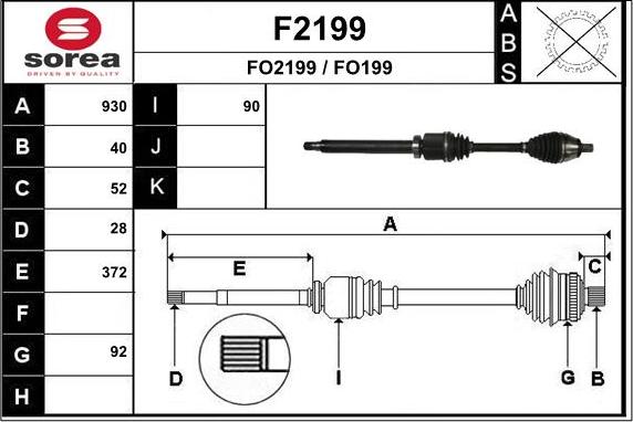 SNRA F2199 - Приводной вал autospares.lv