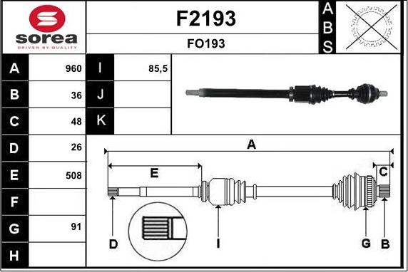 SNRA F2193 - Приводной вал autospares.lv