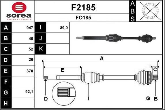 SNRA F2185 - Приводной вал autospares.lv